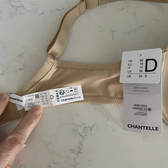 Chantelle Basic Invisible Underwire Memory Foam T Shirt Bra Nude Sz 34D NWT - Picture 6 of 12